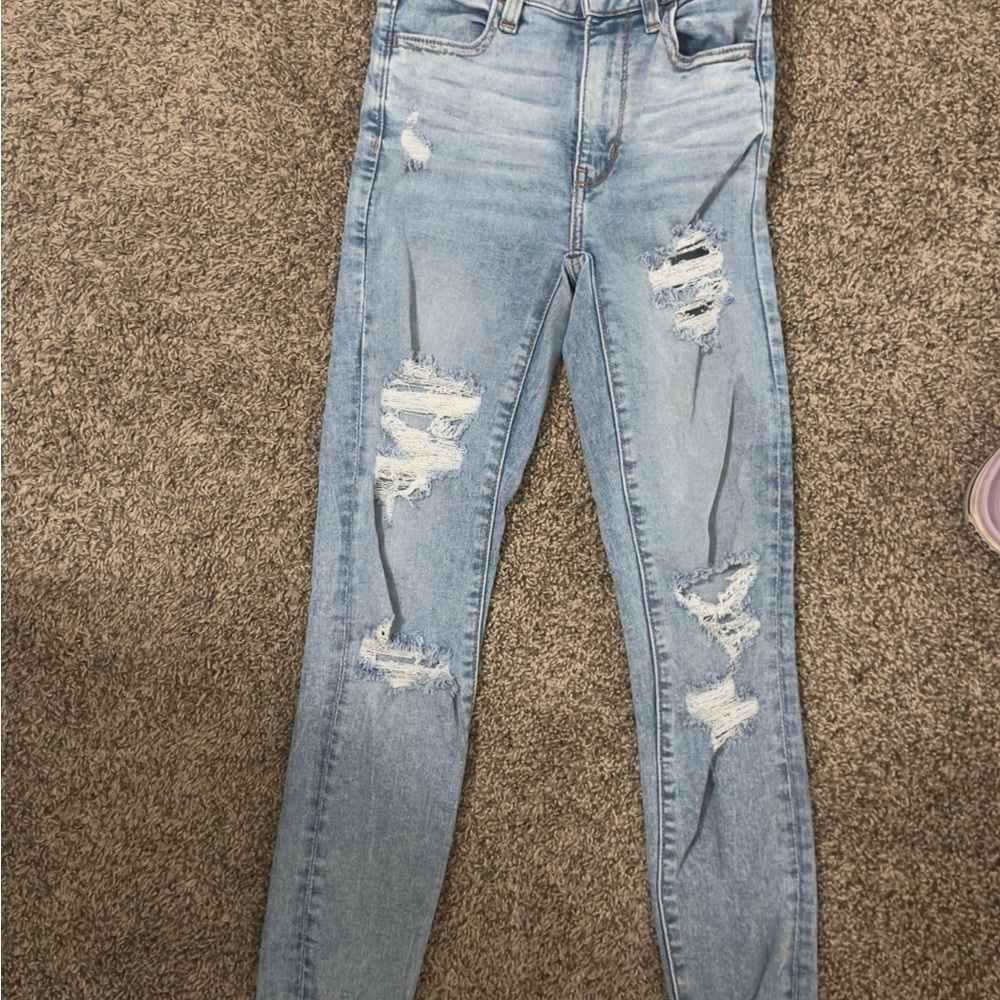 American Eagle Outfitters Light Blue Ripped Skinny Jeans